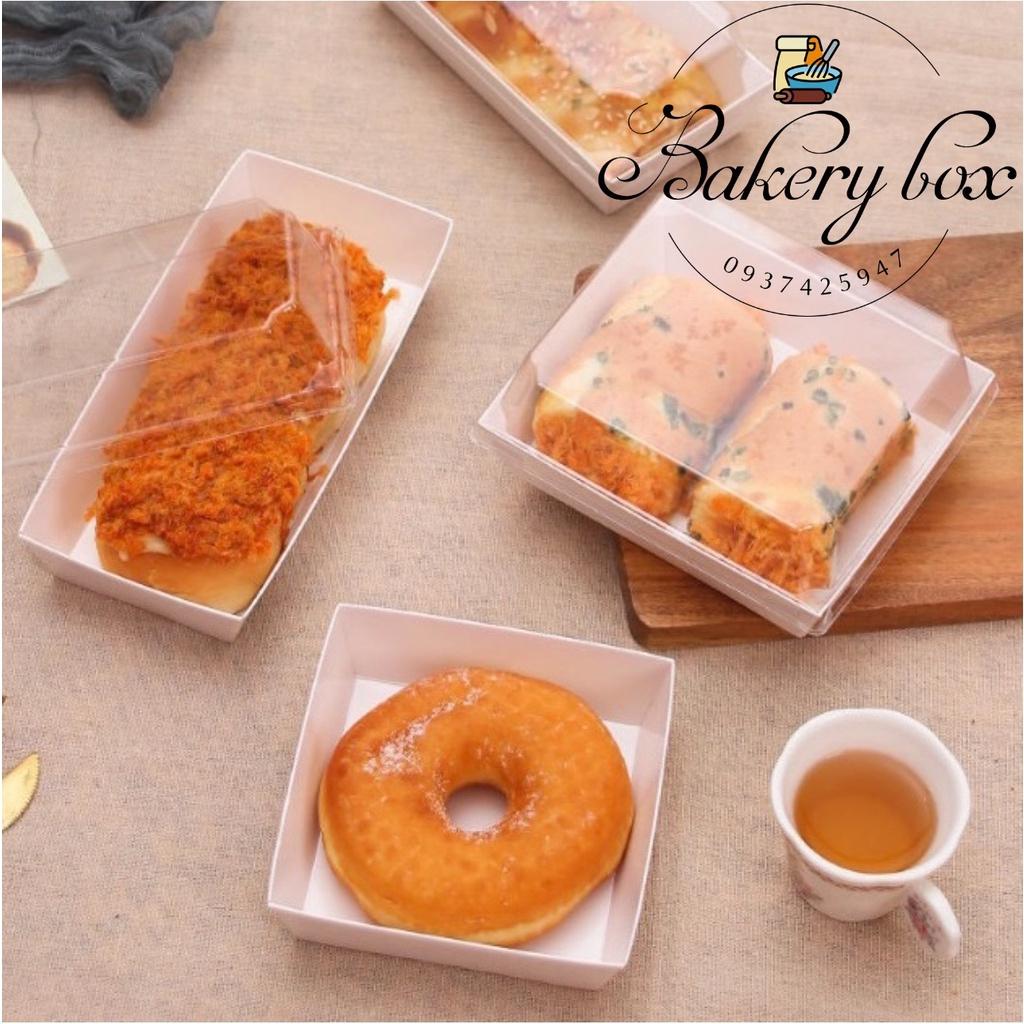 E118 | Set 50 Hộp Vuông Trắng Đựng Sandwich - Su Sing - Donut