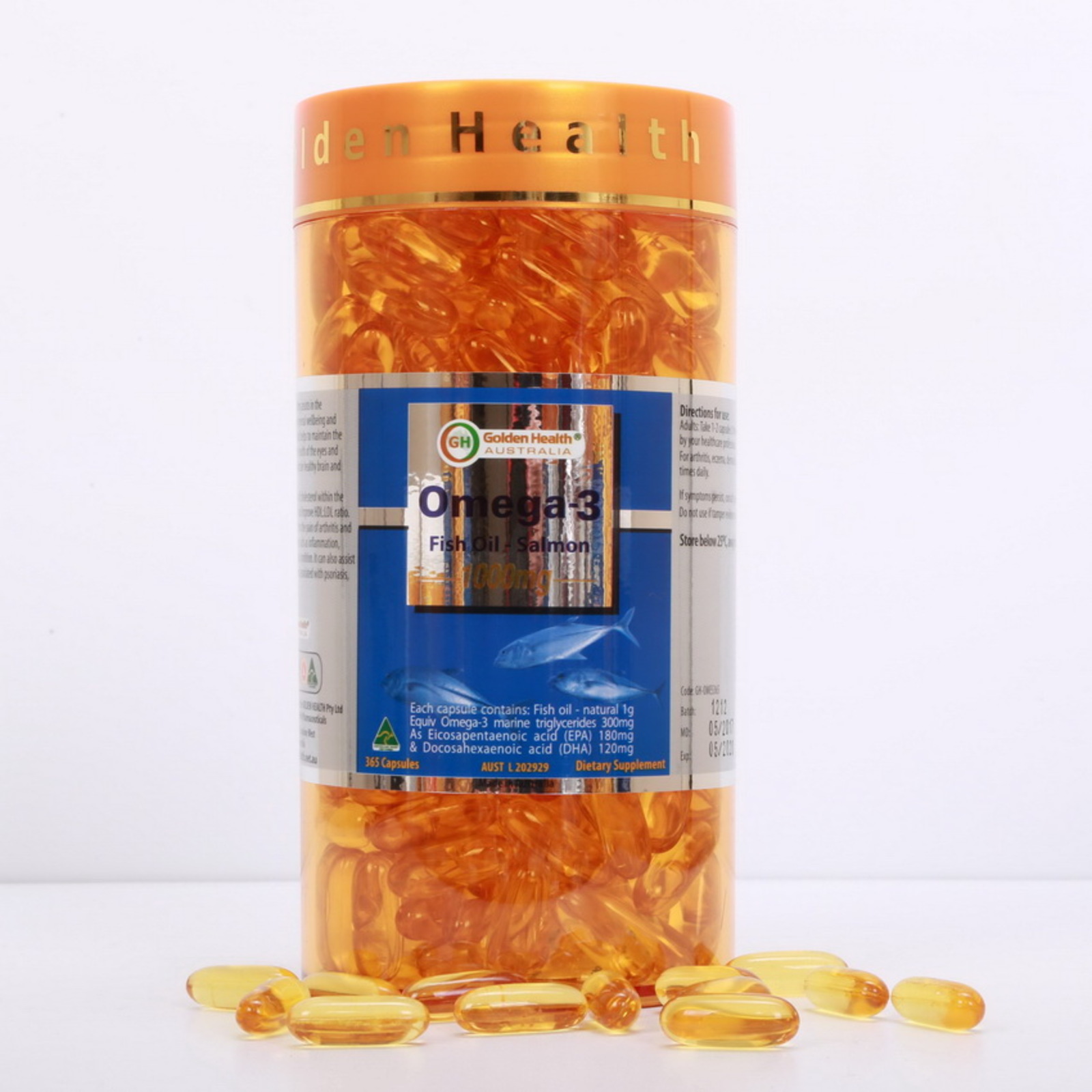 0123987 Viên uống dầu cá hồi Golden Health Fish Oil Omega3 Hộp 365 viên