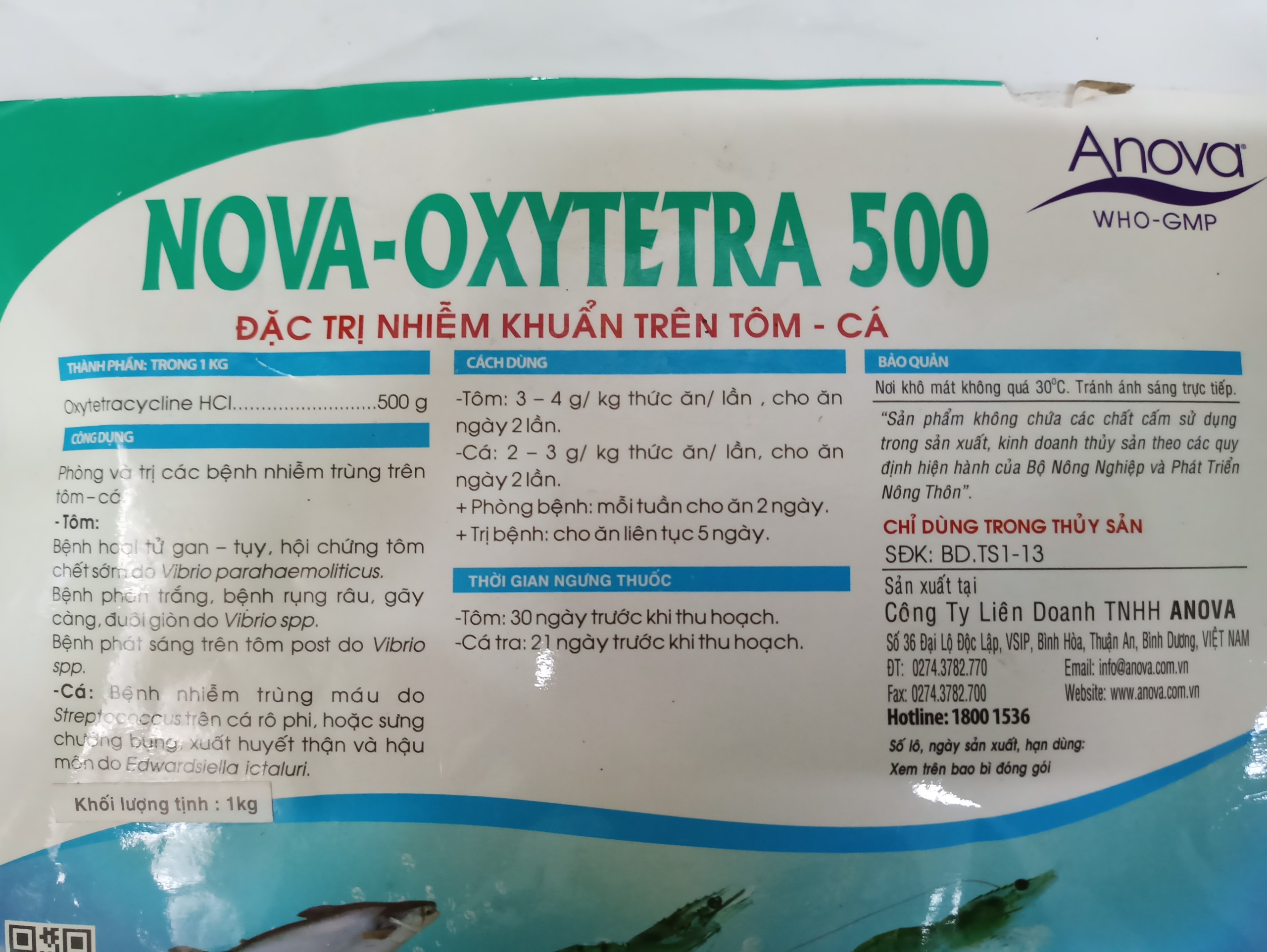Thuốc Ngăn Ngừa Nhiễm Khuẩn Trên Tôm Cá Nova Oxytetra 500