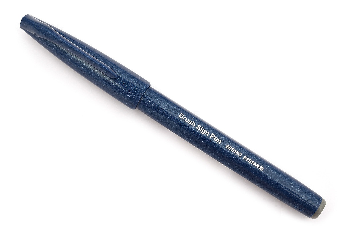 Bút lông viết chữ calligraphy Pentel Fude Touch Brush Sign Pen - Màu xanh đen (Blue Black)