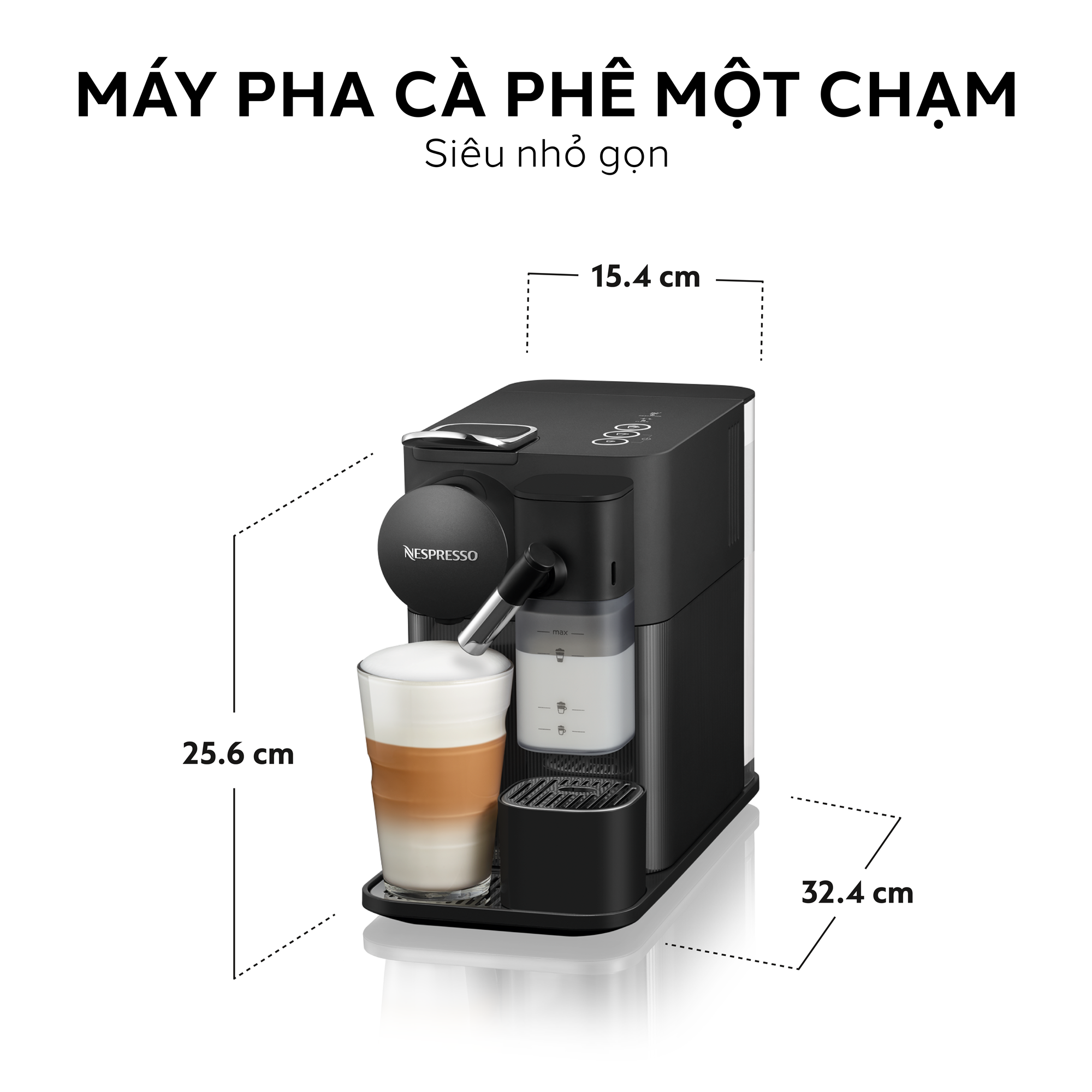 Máy pha cà phê Nespresso Lattissima One Đen - Hàng chính hãng