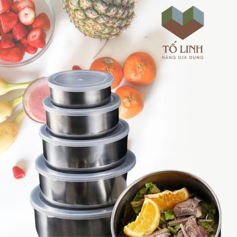 BỘ 5 THỐ INOX 5 CÁI CAO CẤP CÓ NẮP ĐẬY TIỆN LỢI