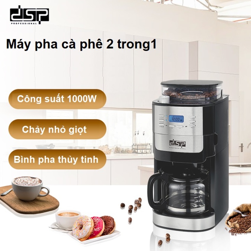 Máy pha cà phê bán tự động thương hiệu DSP KA3055 - Công suất 1000W - HÀNG NHẬP KHẨU