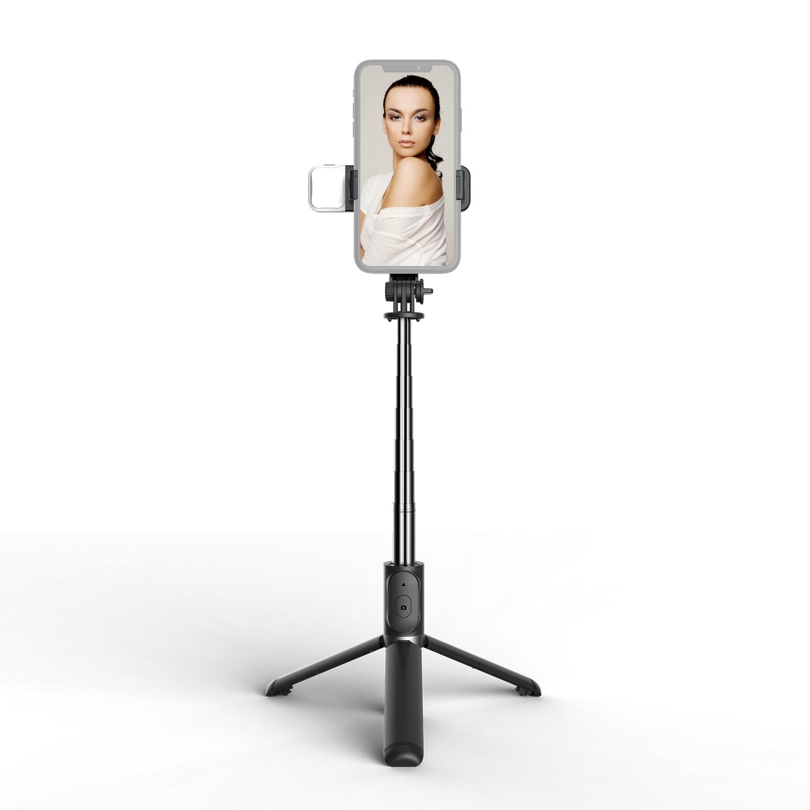 Multifunctional Wireless BT Selfie Stick Portable Extendable Tripod Stand with Fill Light 104.5cm Max. Length Remote