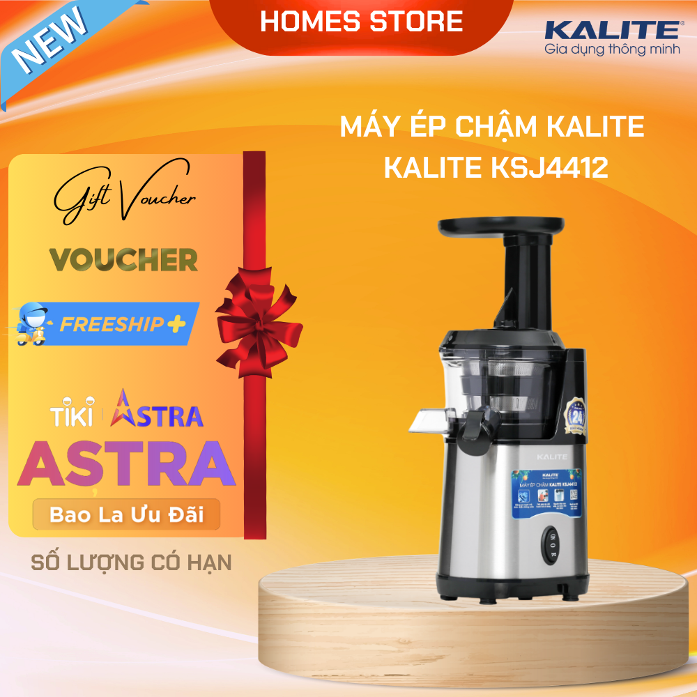 Máy Ép Trái Cây, Máy Ép Chậm KALITE KSJ4412 Công Nghệ Châu Âu Dung Tích 350 ML Công Suất 200 W - Hàng Chính Hãng