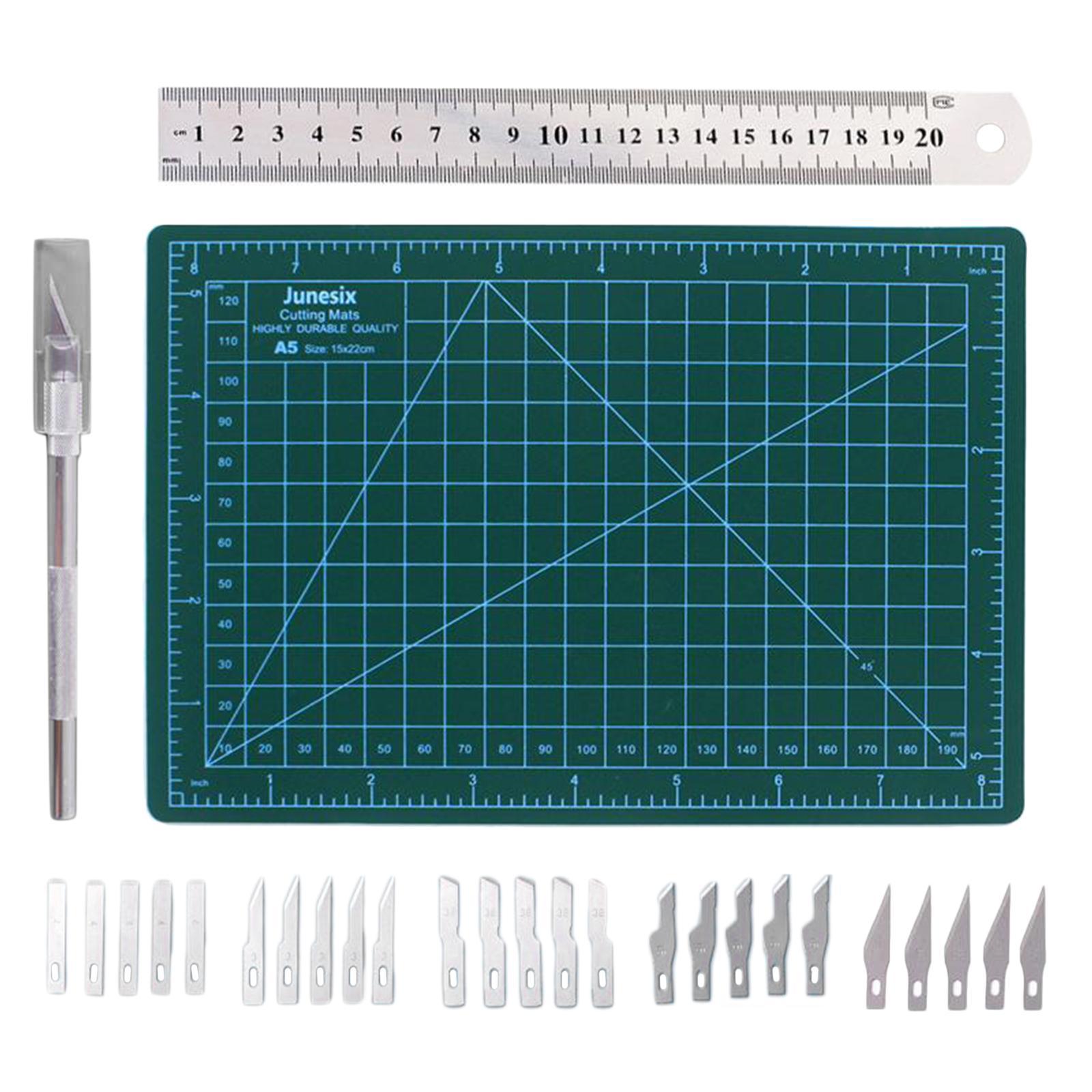 Precision Carving Craft Hobby Kit Includes Carving Blades, Cutting Board, Steel Ruler for DIY Art Work Cutting, Stencil, Scrapbook