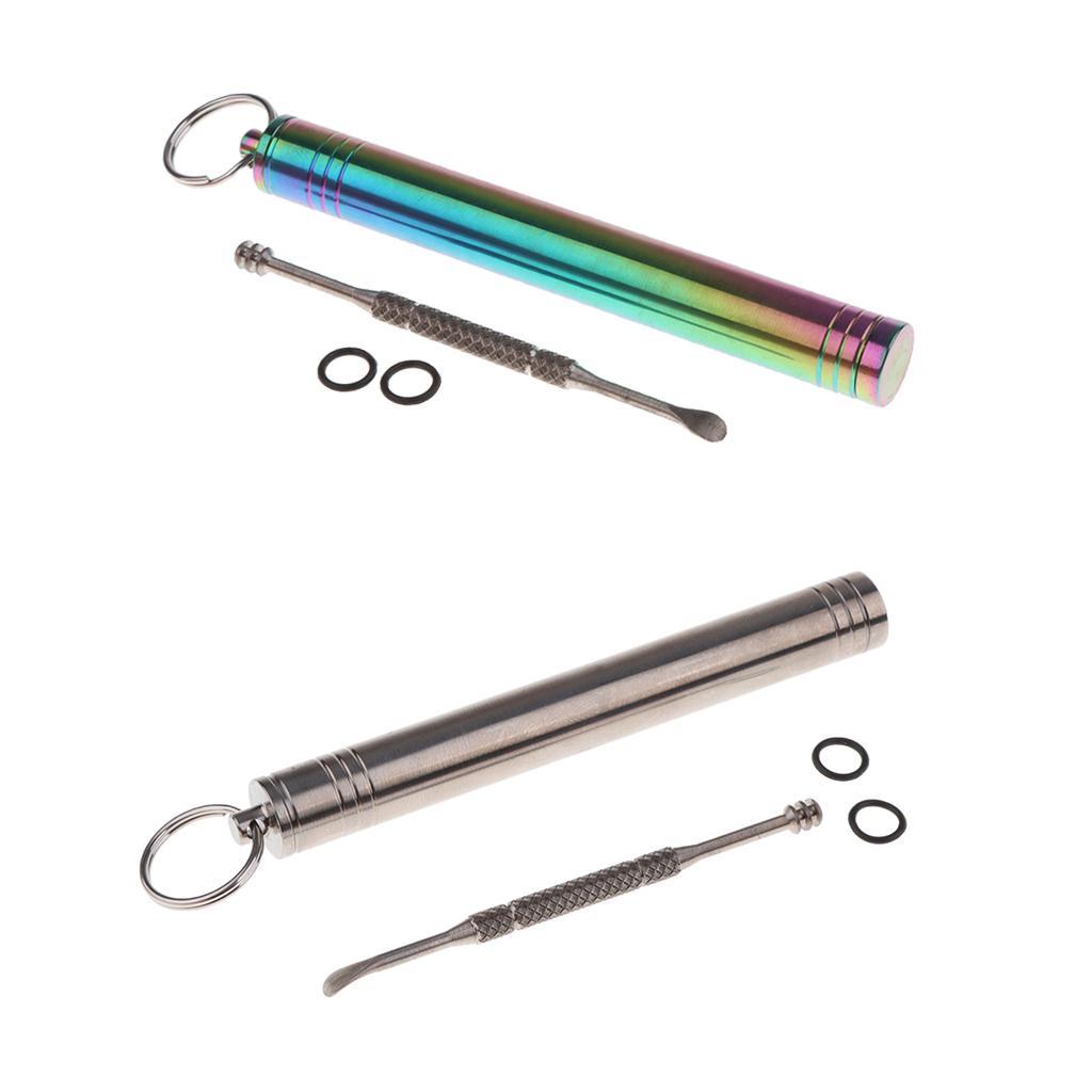 Pocket Titanium Alloy Camping Toothpick Box Ear Pick Holder with Ear Pick for Outdoor Activities