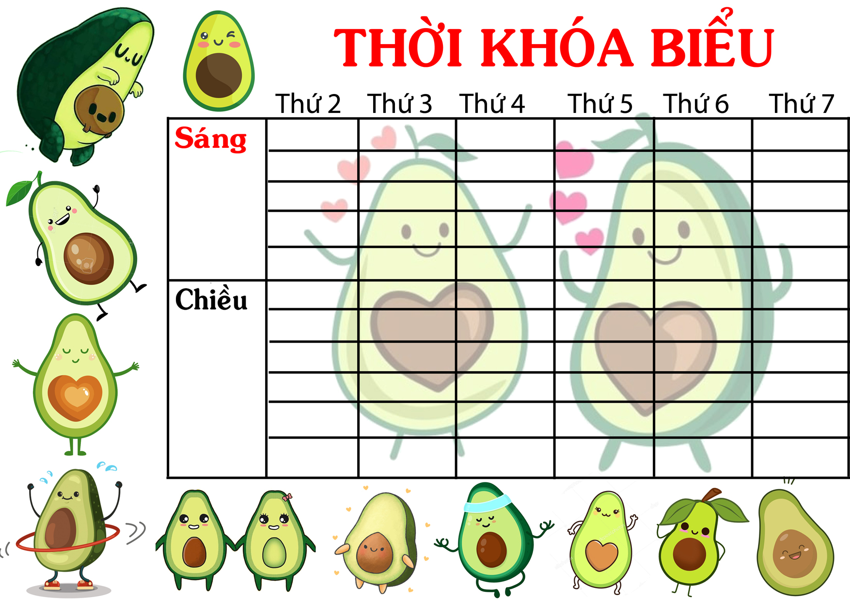 set 10 Thời khóa biểu học sinh cute, đáng yêu, dễ thương ( mẫu ngẫu nhiên )