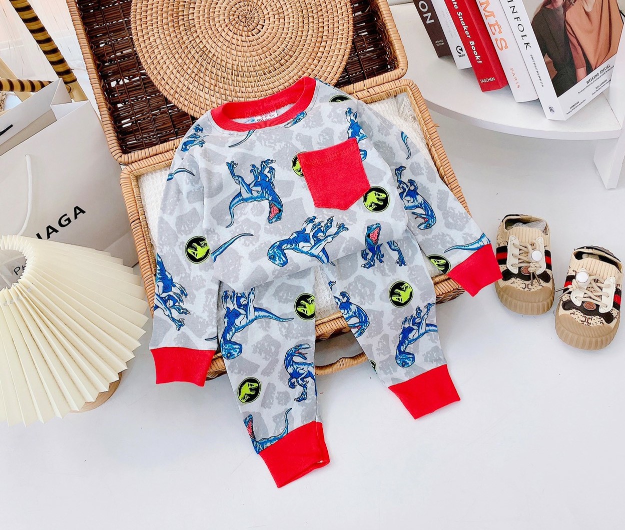 Đồ bộ dài tay bé trai, bộ đồ ngủ cho bé trai size 8-22KG chất thun cotton mềm mịn mát