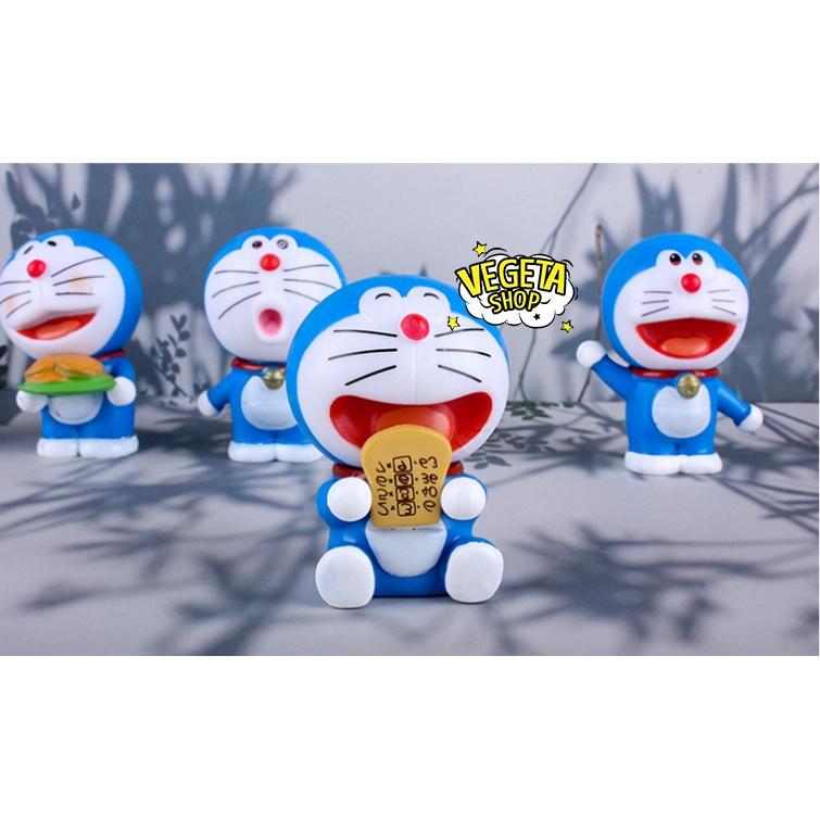 Mô hình Doraemon Doremon - Set 6 tư thế nhân vật Doraemon Doremon cầm bánh rán dorayaki mắt trái tim - Sơn đẹp - 6cm