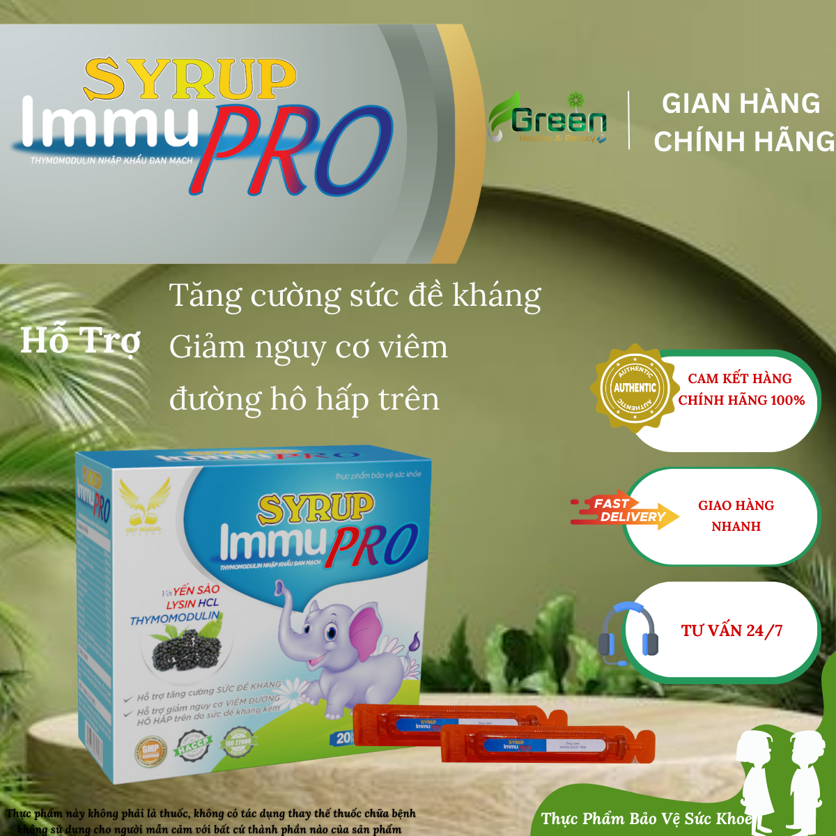 [TPBVSK] SYRUP IMMU PRO Hỗ Trợ Tăng Sức Đề Kháng ( H/20 ống x10ml)