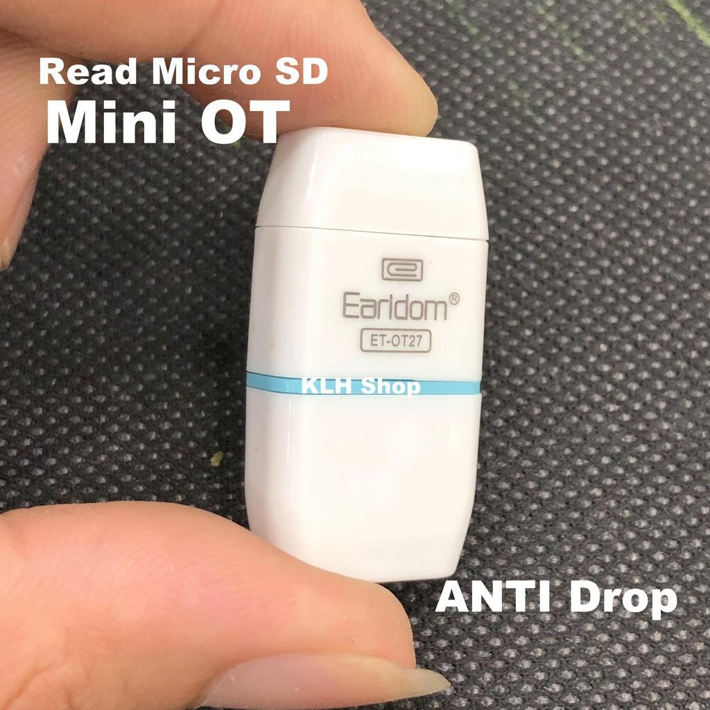 Đầu đọc thẻ nhớ OT27 mini có nắp đậy chống gãy thẻ, đầu lọc micro SD card dùng cho loa đài xe ô tô, máy tính laptop DATA