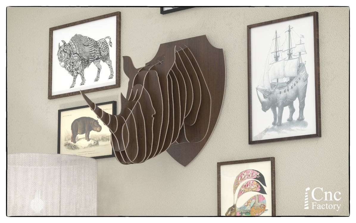 Đầu thú trang trí hình tê giác Jonnydecor
