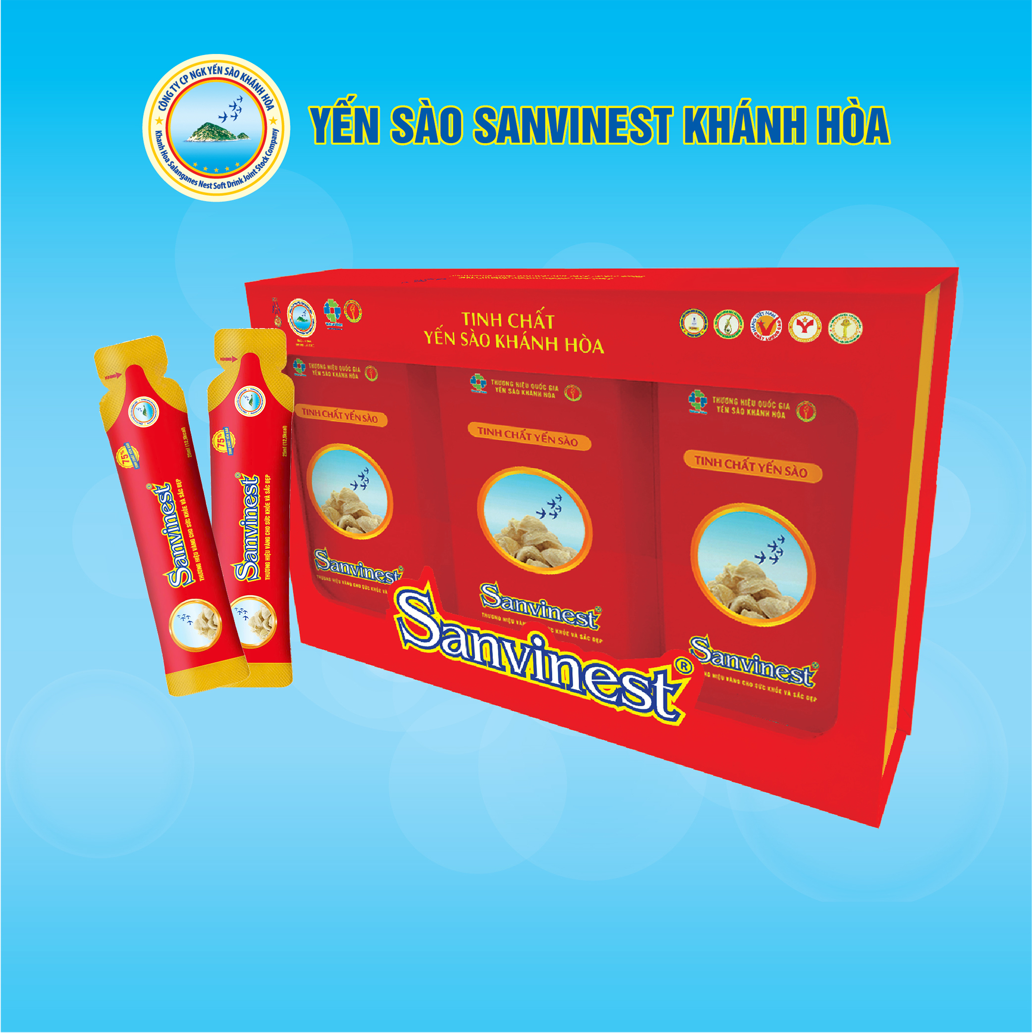 Hộp quà tặng Tinh chất Yến sào Khánh Hòa Sanvinest 30 túi 25ml - 513QT30