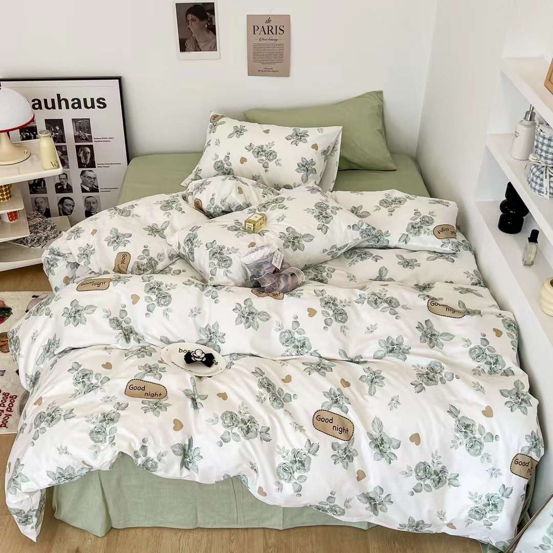 Set chăn ga gối COTTON FLOWER NHỮNG BÔNG HOA BÔNG GÒN XINH XẮN chất liệu thoáng mát dùng được 4 mùa