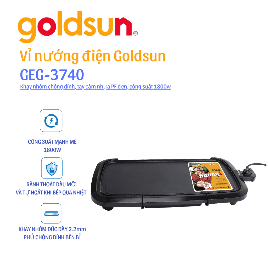 Bếp nướng điện Goldsun GEG3740 (1800W) Hàng chính hãng