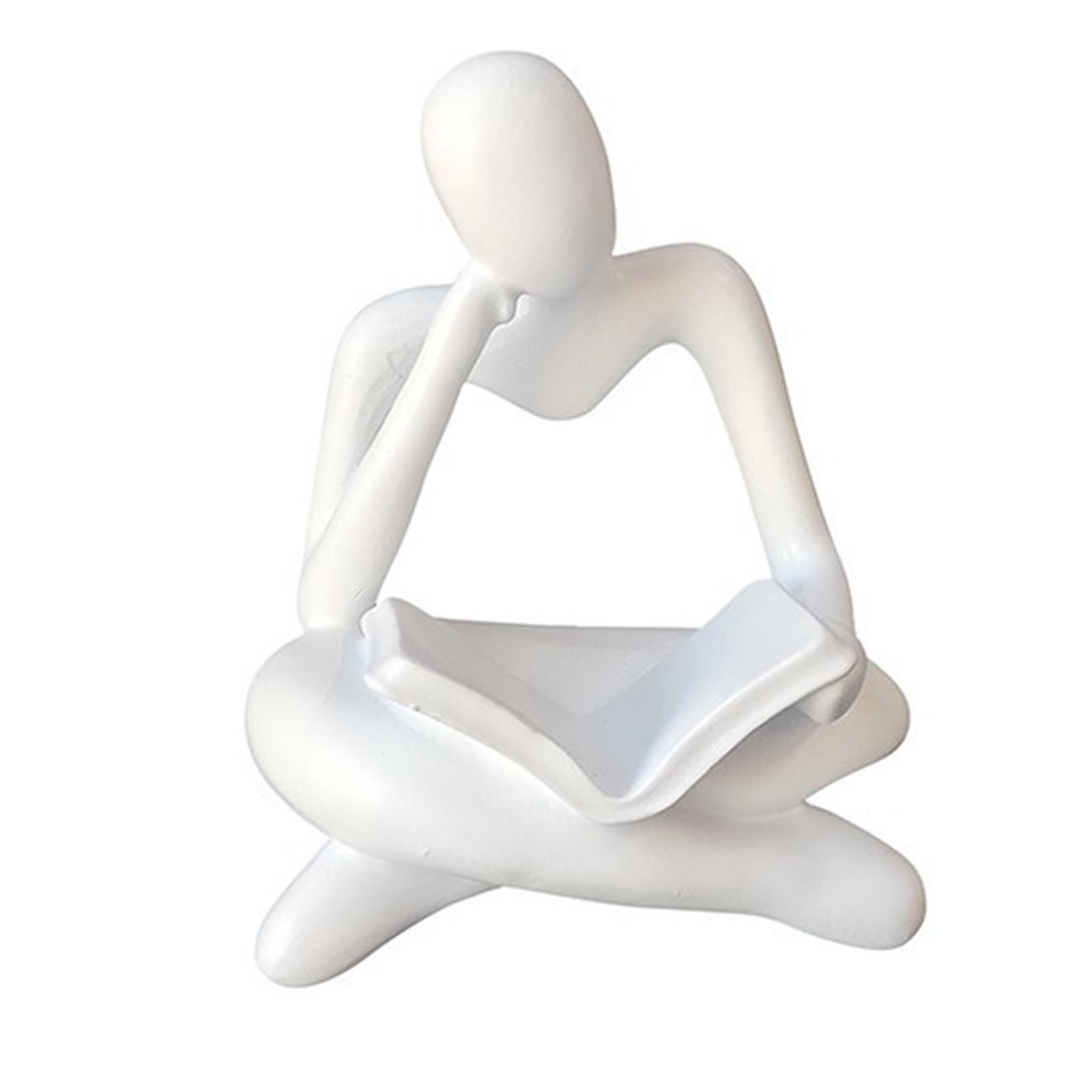 Abstract Thinker Statue Tabletop Decorative Sculpture for  Decor White