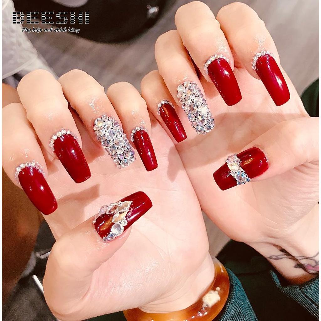 Đá nail khay 12 ô YBH đá chân lưới màu trắng AB Beeshi shop nail