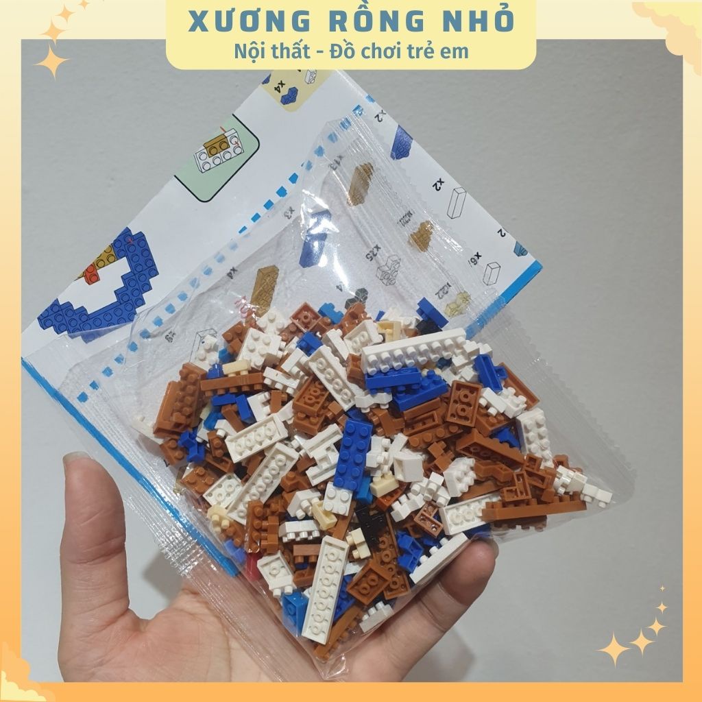 Bộ đồ chơi xếp hình khối lắp ráp ghép hình 3d mini nhiều chi tiết hình gấu nâu dễ thương