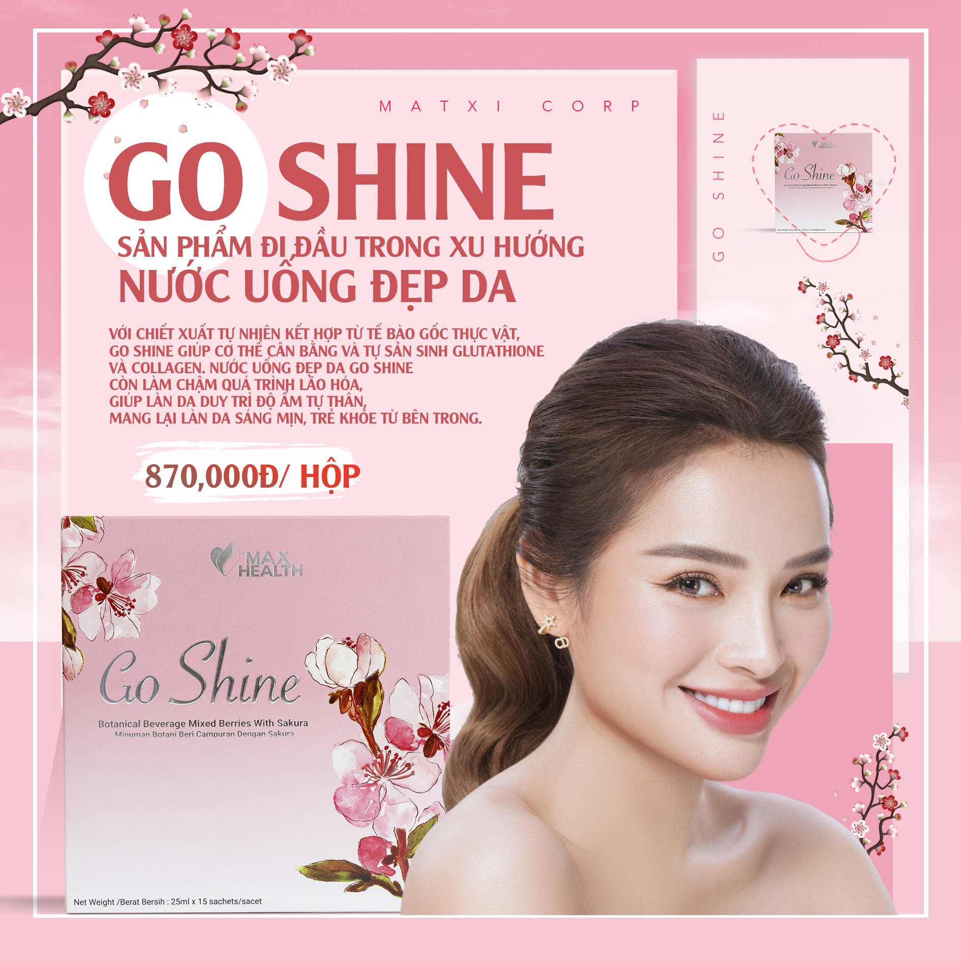 Nước Uống Đẹp Da Tế Bào Gốc Go Shine - Chính hãng Matxi Corp