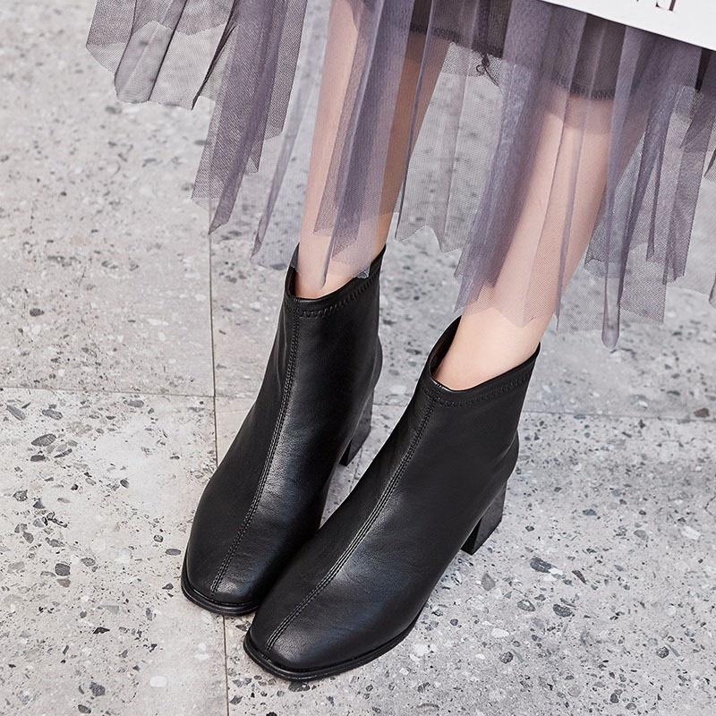 Bốt nữ cao cổ da lì sần gót 6 phân (mã 603-bốt)