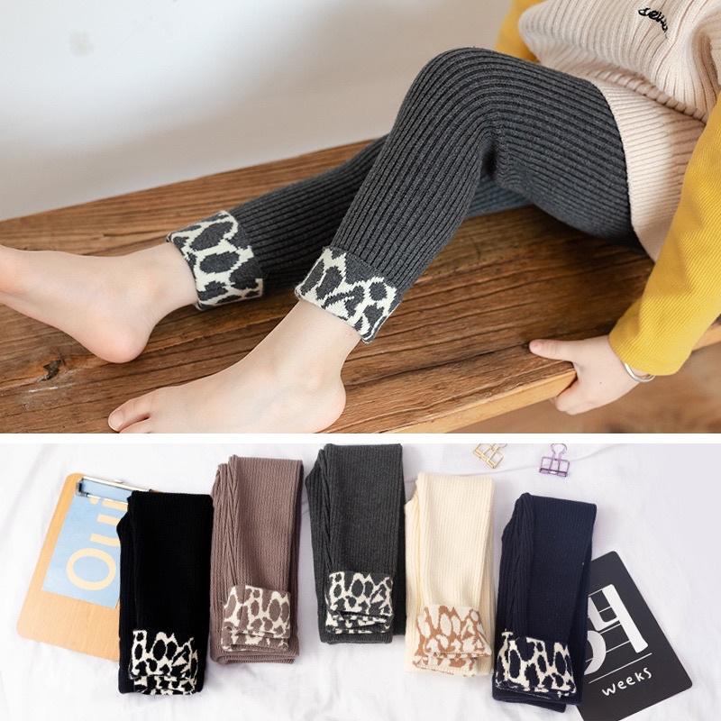 Quần tất cho bé,quần legging len dày cao cấp cho bé gái️Quần legging họa tiết da beo hàng quảng châu cao cấp