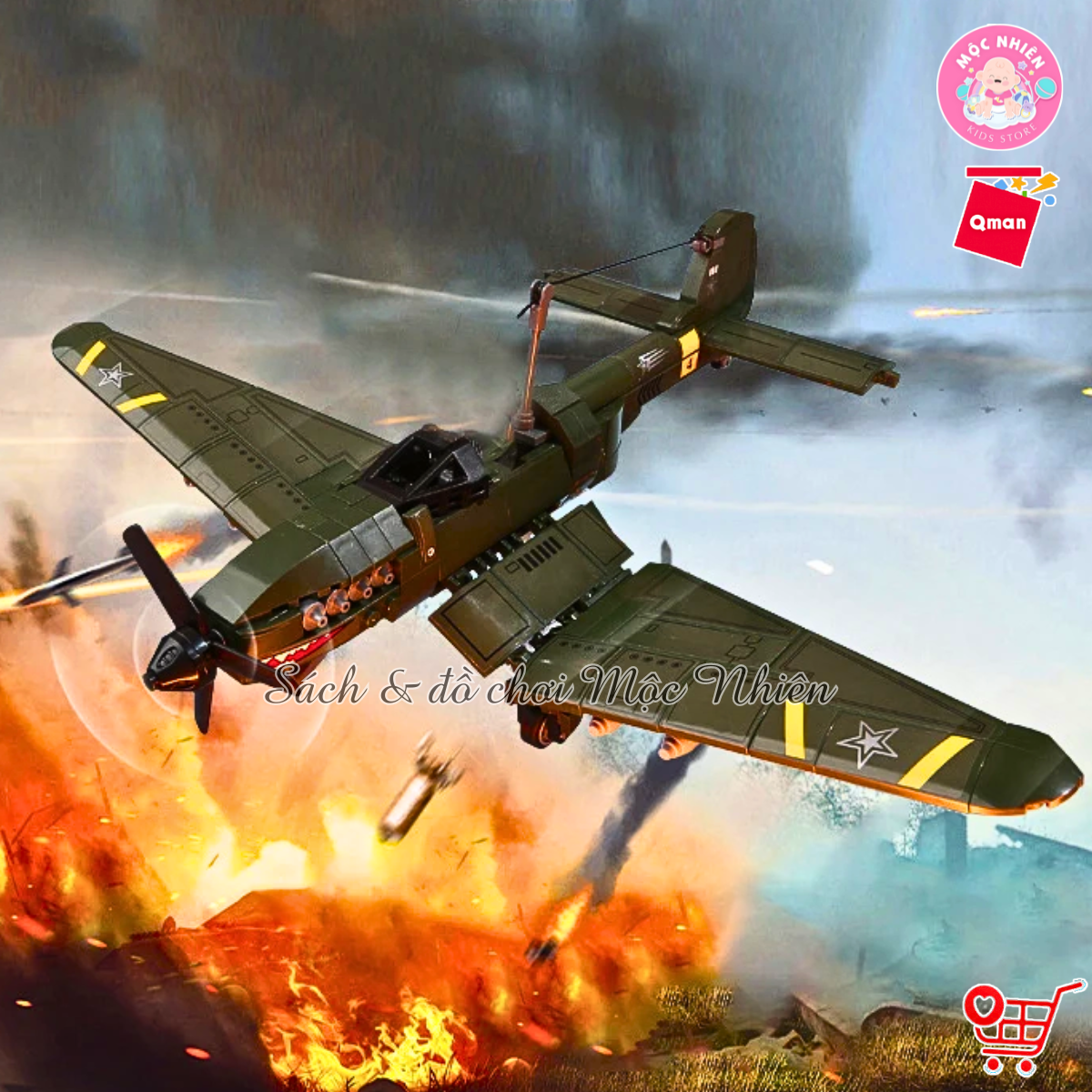 Đồ chơi xếp hình, lắp ráp Qman 21026 - Chống phục kích trên không (424 mảnh ghép)