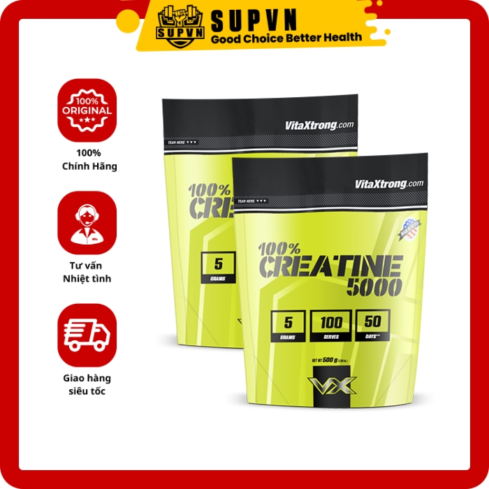 100% Creatine (5000 - 100 Lần Dùng) Vitaxtrong Hỗ Trợ Tăng Sức Mạnh Vượt Ngưỡng Trong Tập Luyện