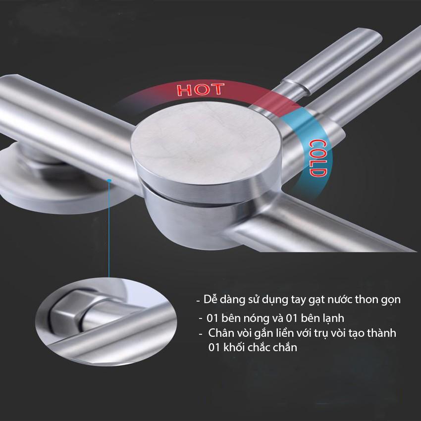 Vòi rửa chén bát nóng lạnh gắn tường OS632 cần mềm Inox 304 2 chế độ phun tiết kiệm nước