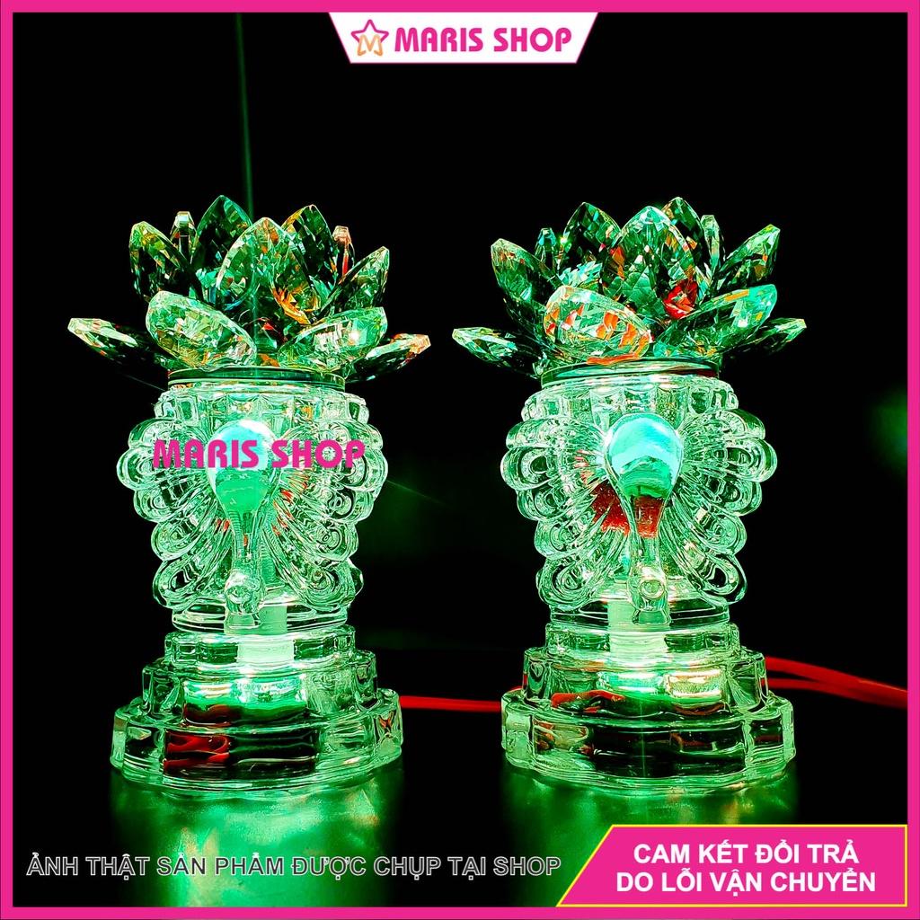Đèn Hoa Sen PHA LÊ Nguyên Khối LED Đổi Màu Để Bàn Thờ Phật, Bàn Thờ Gia Tiên