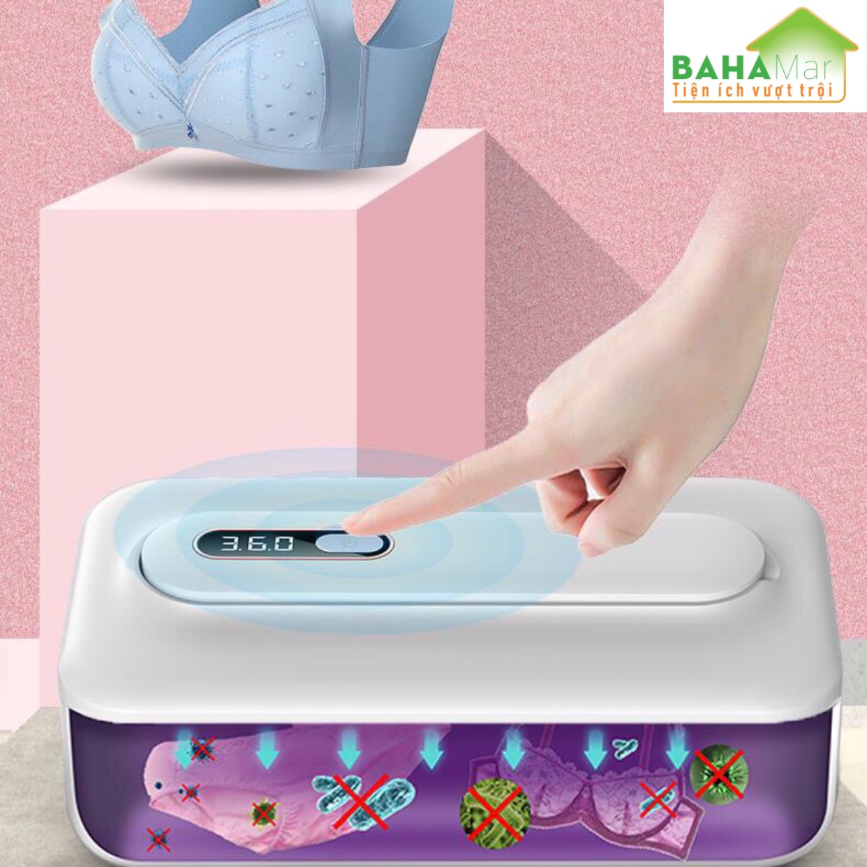 HỘP THANH LỌC KHỬ KHUẨN ĐỒ DÙNG, ĐỒ CHƠI, ĐỒ LÓT BẰNG ĐÈN OZONE VÀ TIA UV "BAHAMAR" có hai chức năng tinh lọc tia cực tím và ozone, thanh lọc khả năng mạnh hơn, cho bạn bảo vệ kép.
