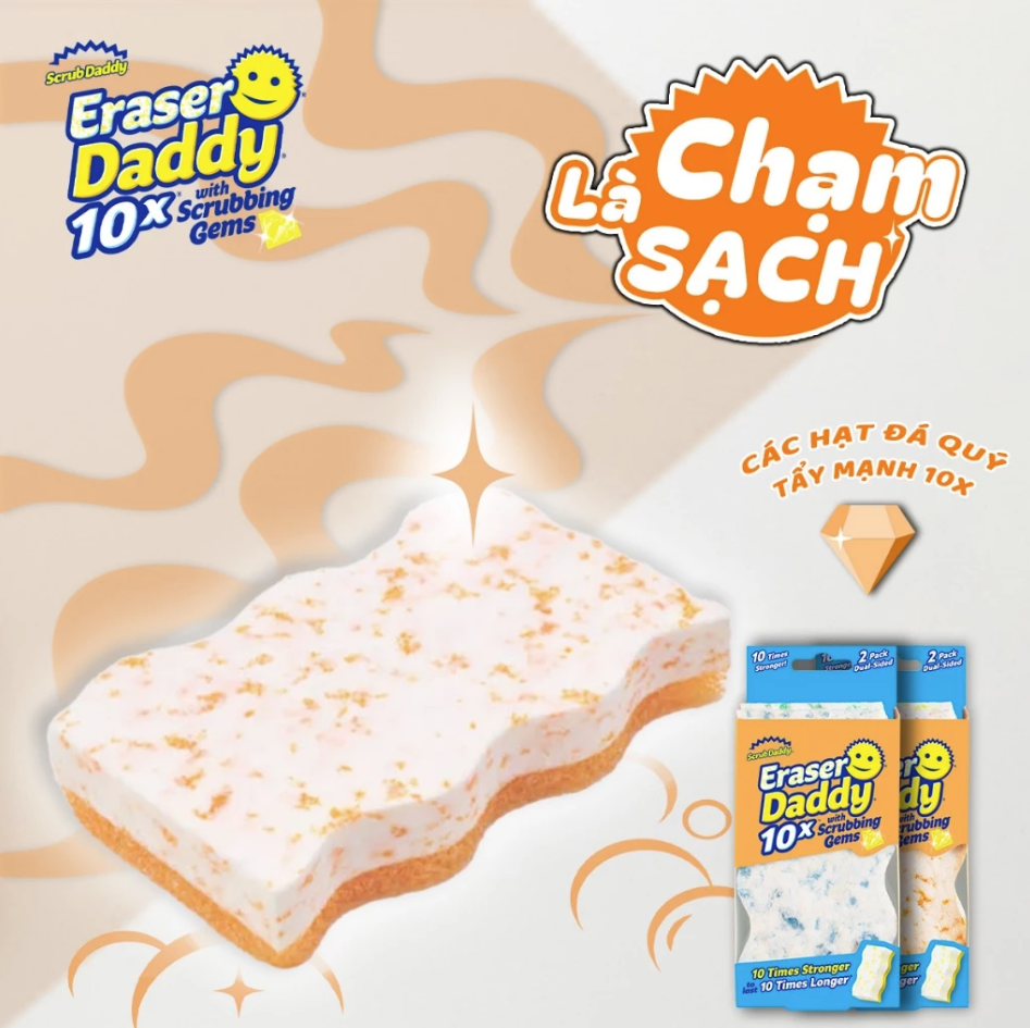 Miếng Chà Tẩy Eraser Daddy Với Các Tinh Thể Chà Rửa Kính, Tường...