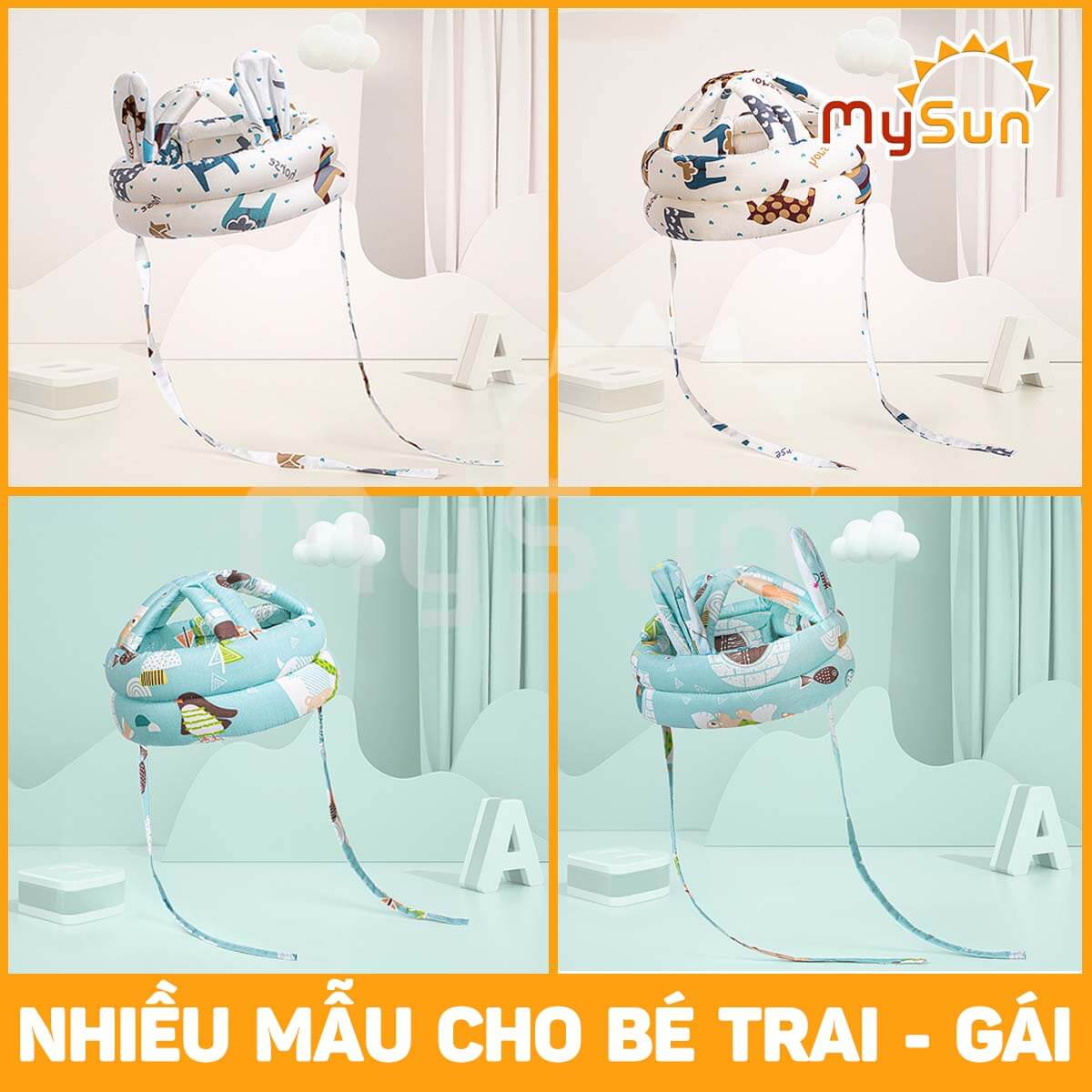 Mũ nón bảo vệ đầu trẻ em bảo hiểm chống va đập cho bé tập bò, đi