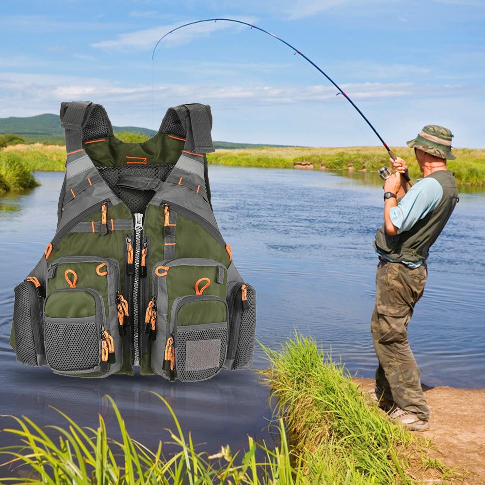 Áo khoác áo phao câu cá nhiều túi có đệm thoáng khí