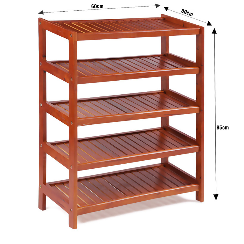Kệ Giày Dép Gỗ Tự Nhiên 5 Tầng Rộng 60cm