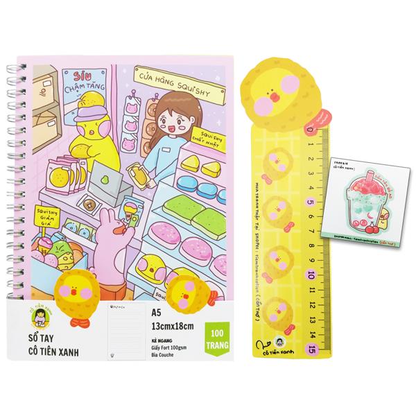 Sổ Tay Lò Xo A5 - Kẻ Ngang - 100 Trang 100gsm - Cô Tiên Xanh - Cửa Hàng Squishy