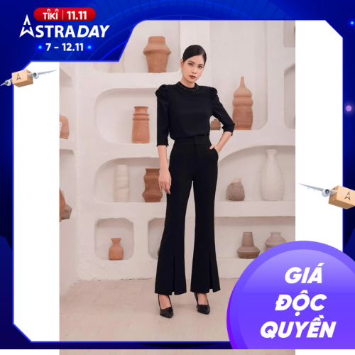 Quần Dài Công Sở Nữ WHITE ANT Thiết Kế Ống Suông Xẻ Giữa Gấu Tinh Tế, Chất Vải Mềm Mịn 160200061