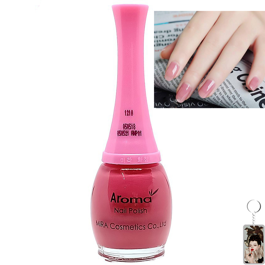 Sơn móng tay Aroma Nail Polish Hàn Quốc 12ml #1210 hồng đất tặng kèm móc khóa