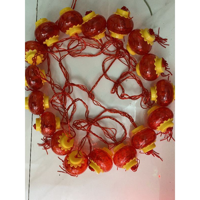 Dây Đèn LED Dài 5M 16-18 Đèn Lồng Đỏ, Trang Trí Lễ Tết Năm Mới/ Dây Lồng Đèn Trang Trí , Nguồn 220v kiểu tròn - dài, có box và đầu nối