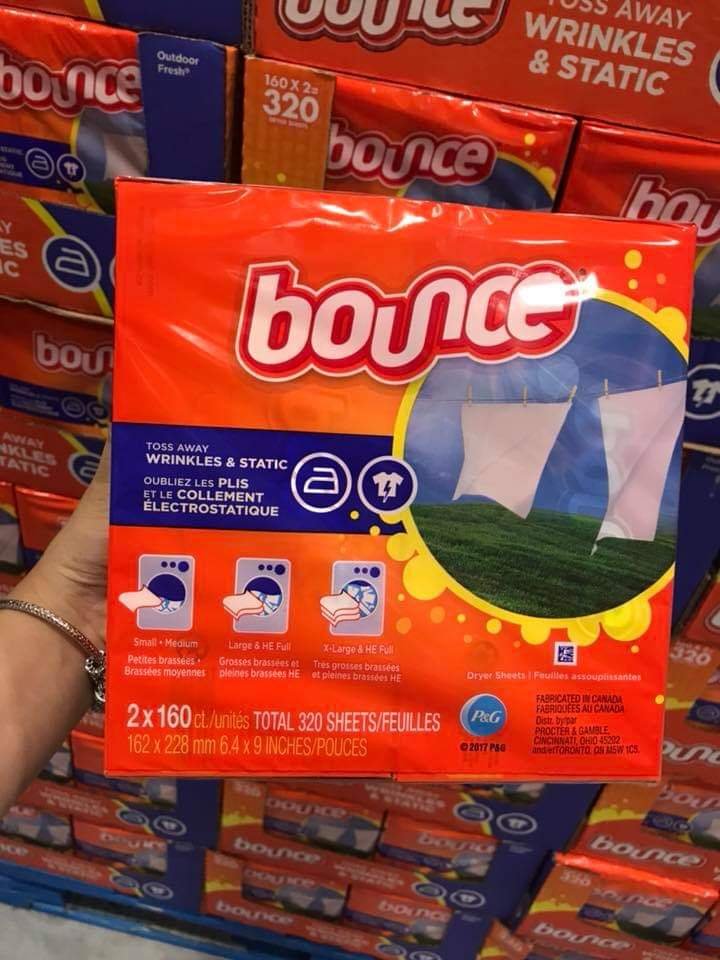 LỐC GIẤY THƠM QUẦN ÁO BOUNCE 160x2 TỜ (TOTAL 320 SHEETS) CỦA MỸ