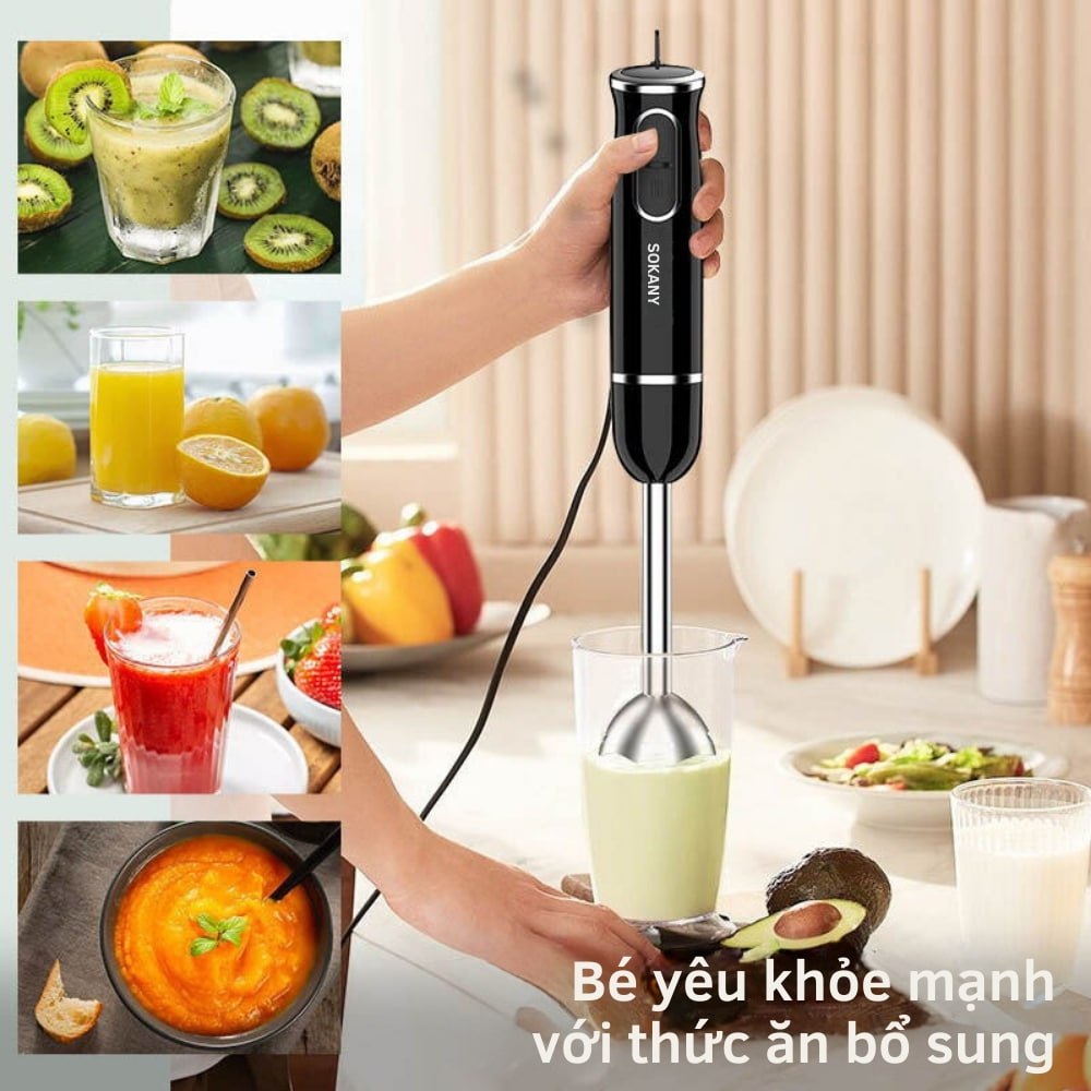 Máy xay cầm tay đa năng SOKANY SK-1722 xay sinh tố, xay cá, cháo bột nhanh chóng dễ dàng vệ sinh - HÀNG CHÍNH HÃNG