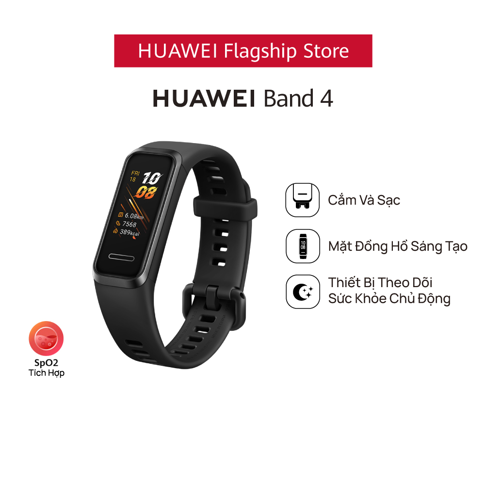 Vòng Đeo Tay Thông Minh Huawei Band 4 | Thiết Kế Trẻ Trung, Trải Nghiệm Hoàn Hảo | Mặt Đồng Hồ Sáng Tạo | Sạc Dễ Dàng, Dùng Lâu Hơn | Phát Hiện Bão Hòa Oxy | Theo Dõi Nhịp Tim Thông Minh | Hàng Chính Hãng - Đen Khói