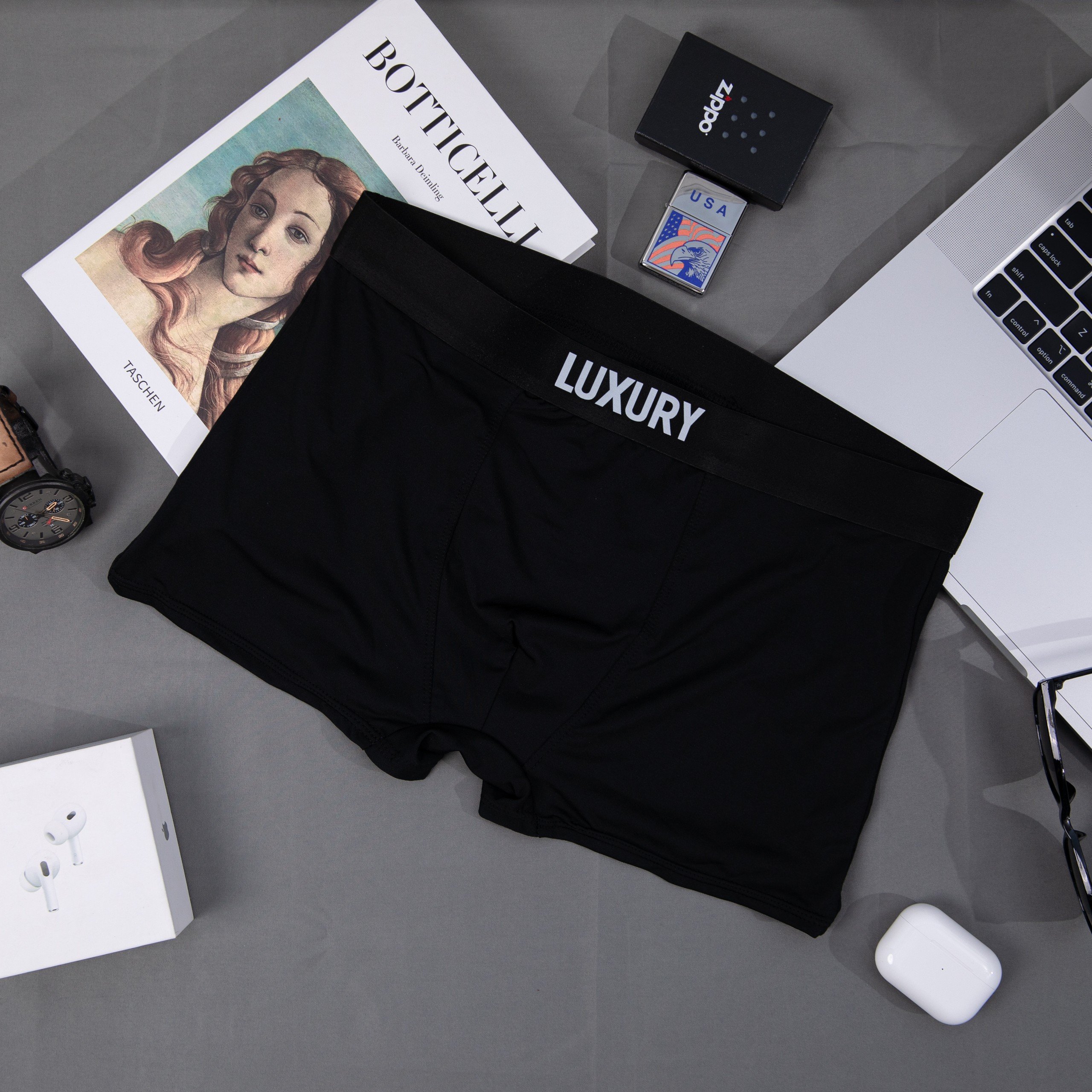 Combo 4 Quần Lót Nam Boxer Thun Lạnh Luxury Co dãn 4 chiều, Quần sịp Nam Thun Lạnh Boxer underwear F113