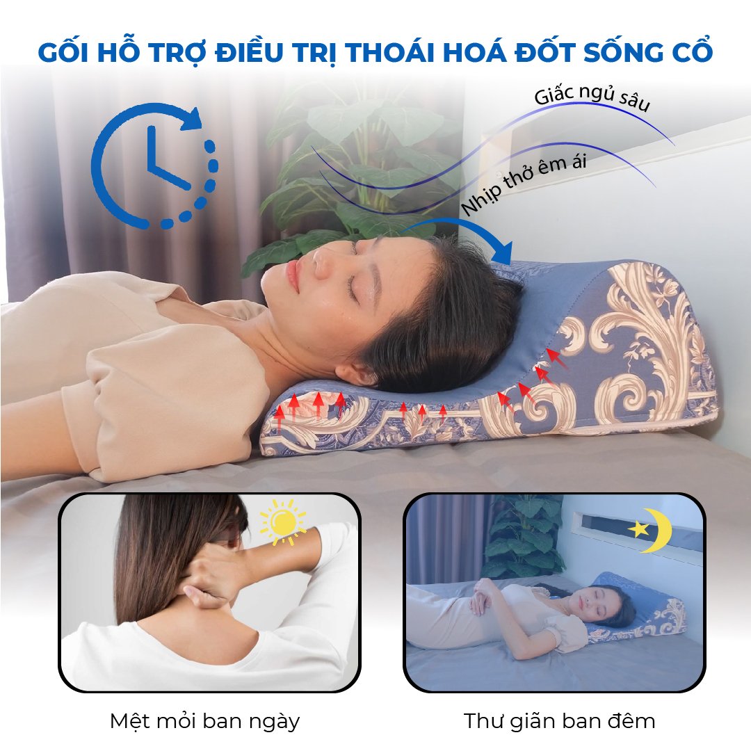 Gối chống thoái hóa cột sống cổ- AIRU giúp giảm đau mỏi cổ vai gáy, giúp máu lưu thông tốt lên não, giúp ngủ ngon và sâu hơn