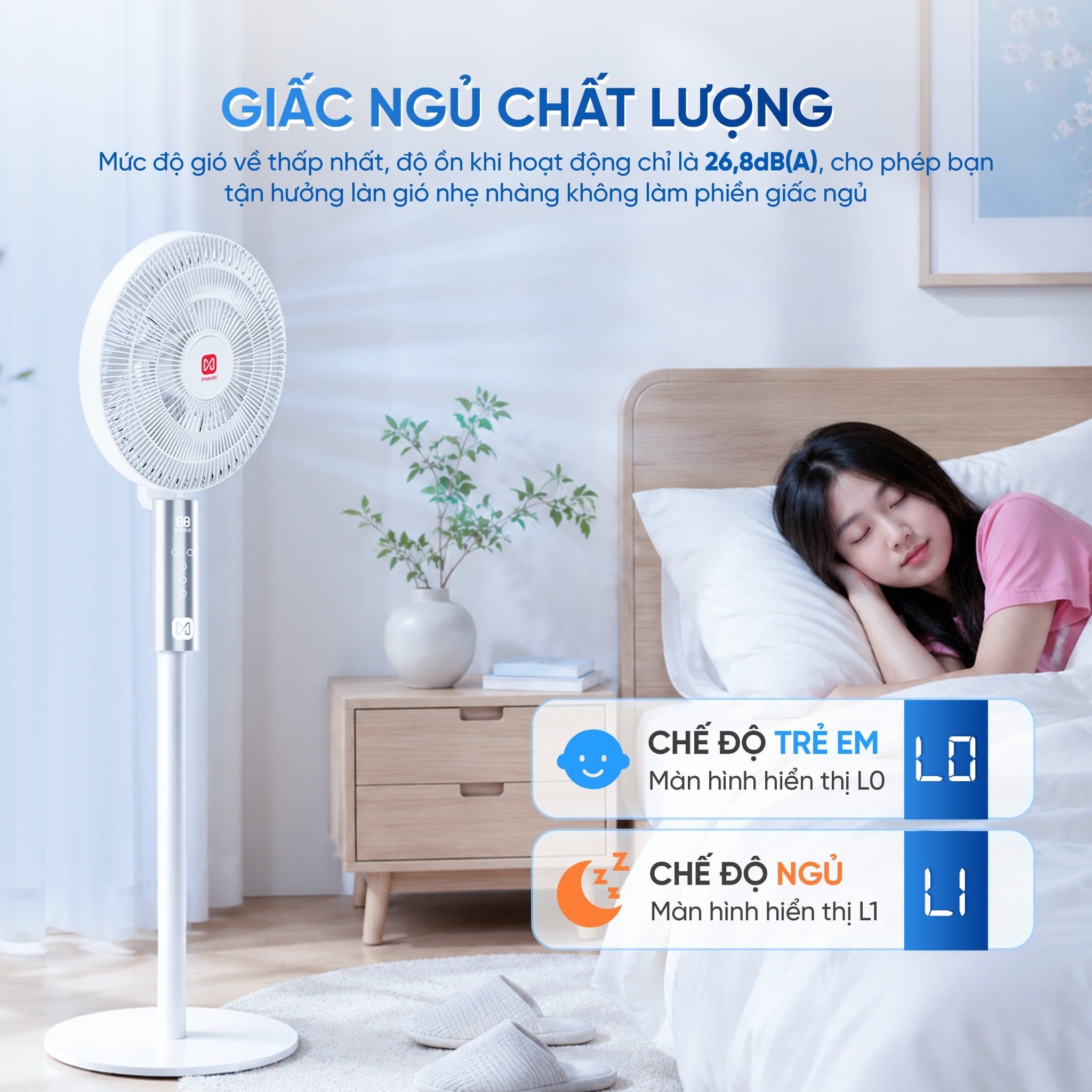 Quạt điện đứng thông minh AI Masuto Smart Air Pro cánh lớn 28cm, Điều khiển giọng nói Tiếng Việt, động cơ BLDC tiết kiệm điện, hẹn giờ 12 tiếng - Hàng chính hãng