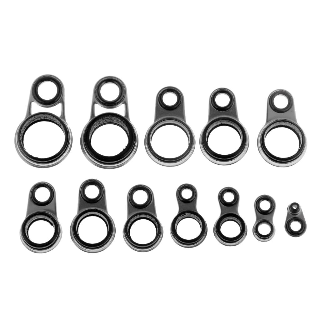 29pcs Durable Fishing Rod Guides Tip Ceramic Eye Ring Stainless Steel Frame