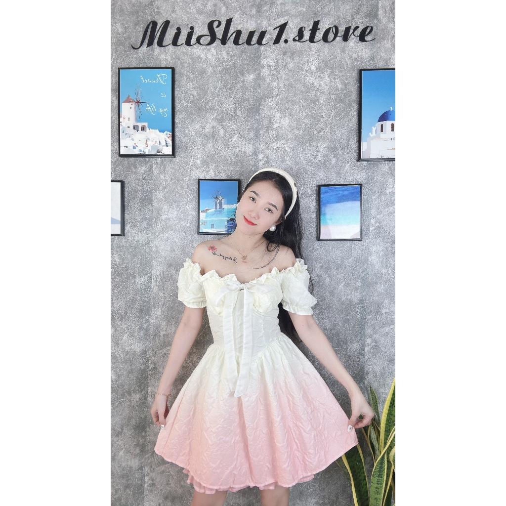 ĐẦM GẤM LOANG PHỐI TƠ CỔ BÈO CỘT NƠ XINH XẮN ĐÁNG YÊU