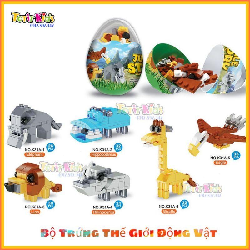 Combo 6 trứng khủng long Lego, động vật hoang dã Lego