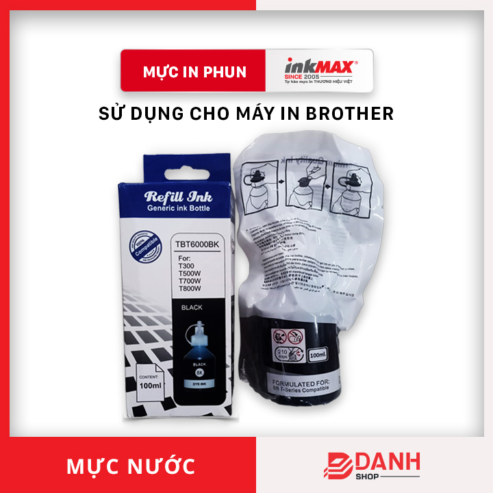 Bộ 4 màu - Mực nước inkMAX / Mực màu inkMAX dùng cho máy in phun Brother T300, T310,T500, T510W, T700, T710W, T810W, T910W, T4000, T4500DW