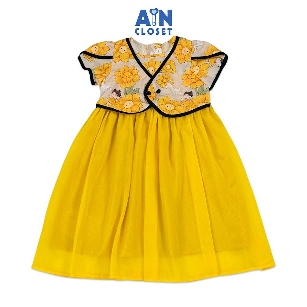 Đầm bé gái họa tiết Nàng Tiên Hoa Vàng cotton - AICDBG4KN2EP - AIN Closet